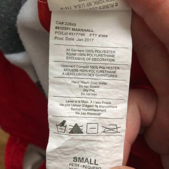 PAW Patrol Marshall Firefighter Costume (Rubie's) Size Small (3-4yo) 3-Piece Set - Picture 8 of 9